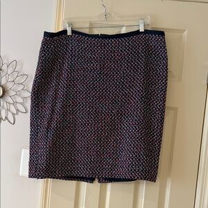 Talbots Black and Red Cotton Tweed Pencil Skirt